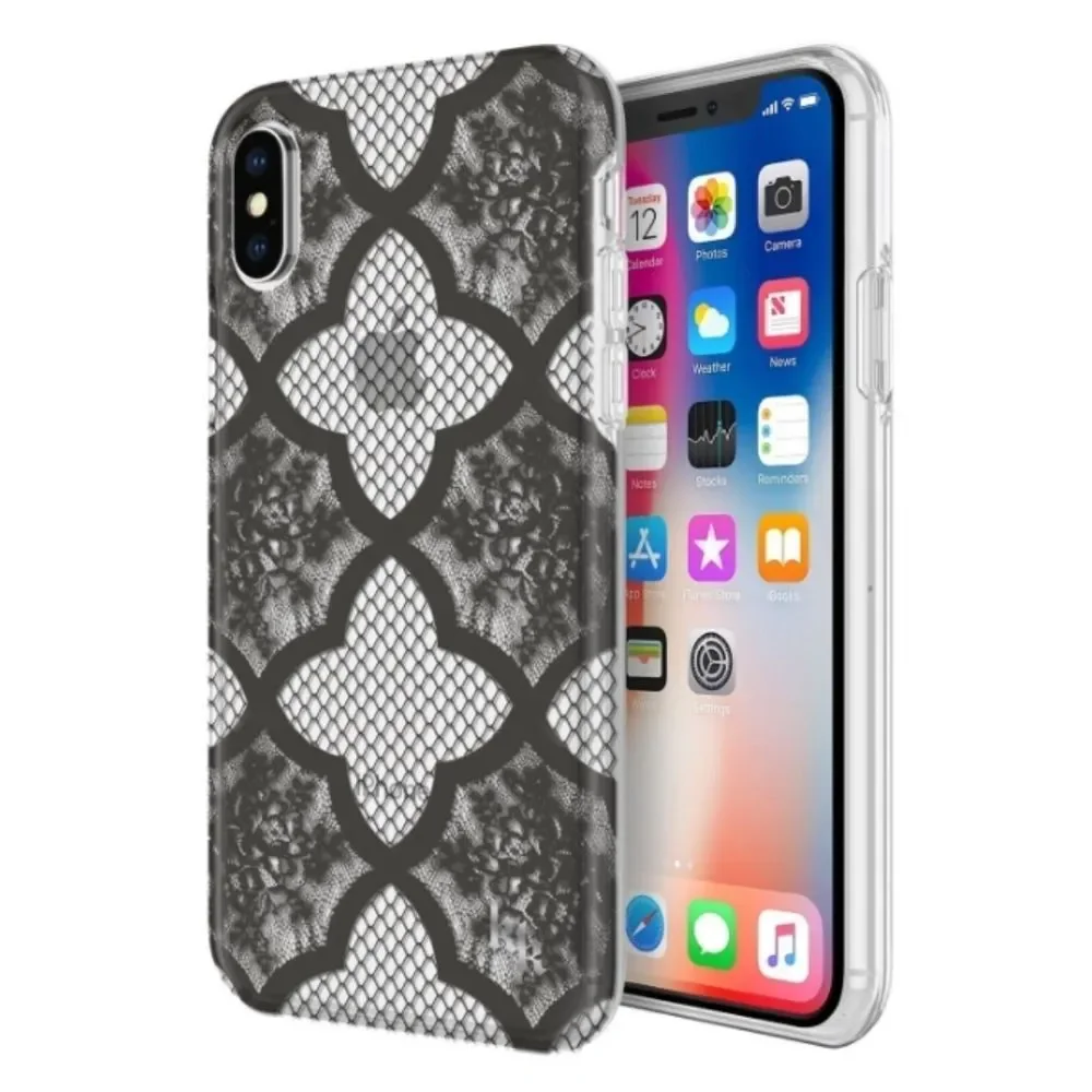 Kendall & Kylie Black Lace Fishnet Case for Apple iPhone X XS- TPU Classy Cover